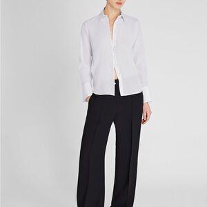 Silk Covered-Button Blouse Blue club Monaco